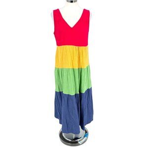 Marine Layer Corinne Colorblock Maxi Dress Multicolor Cotton Gauze Size Medium